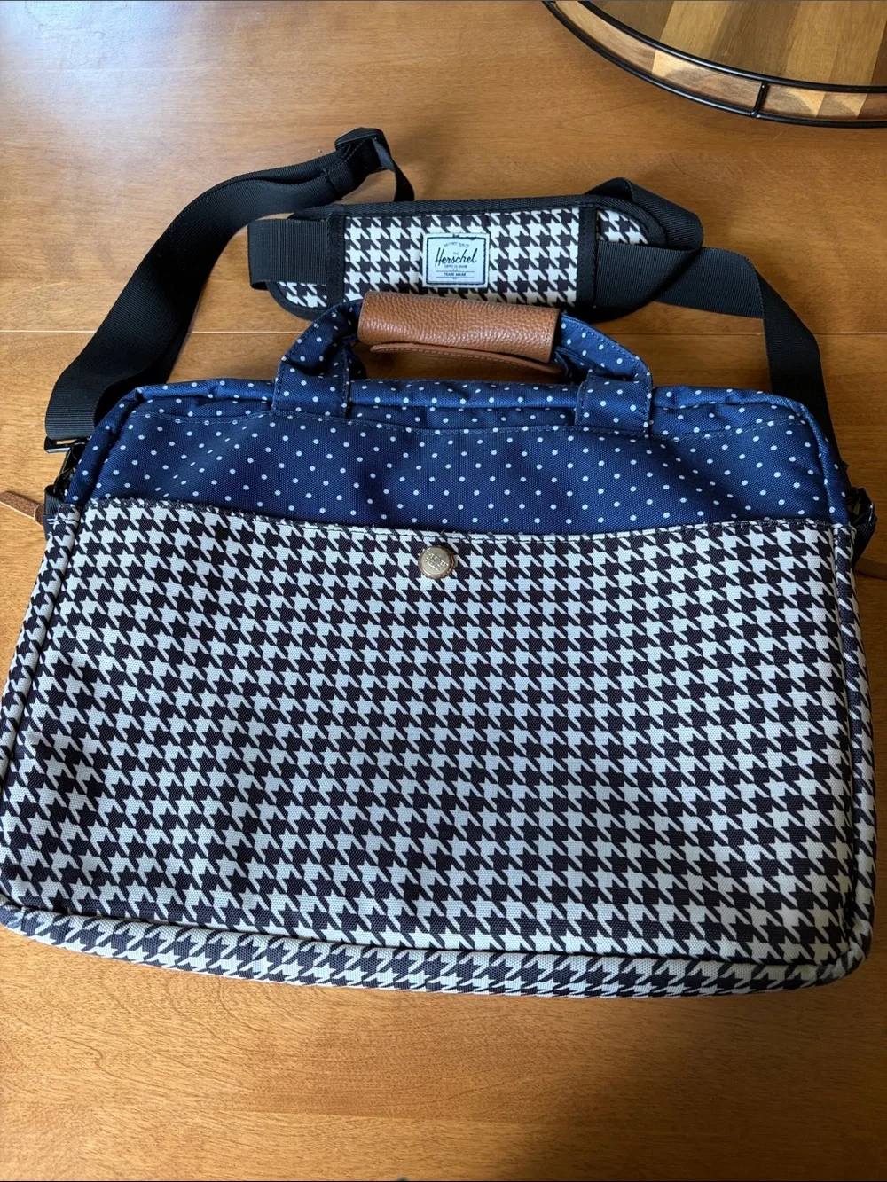Herschel Supply Company Houndstooth Messenger Bag in Navy/Black & White